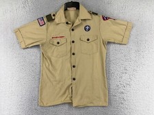 VINTAGE Boy Scouts of America Uniform Shirt Youth Large Beige DEFECTS READ
