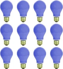 12Pack 40W A19 Light Bulb, Ceramic Blue Glow, Dimmable, E26, 120V