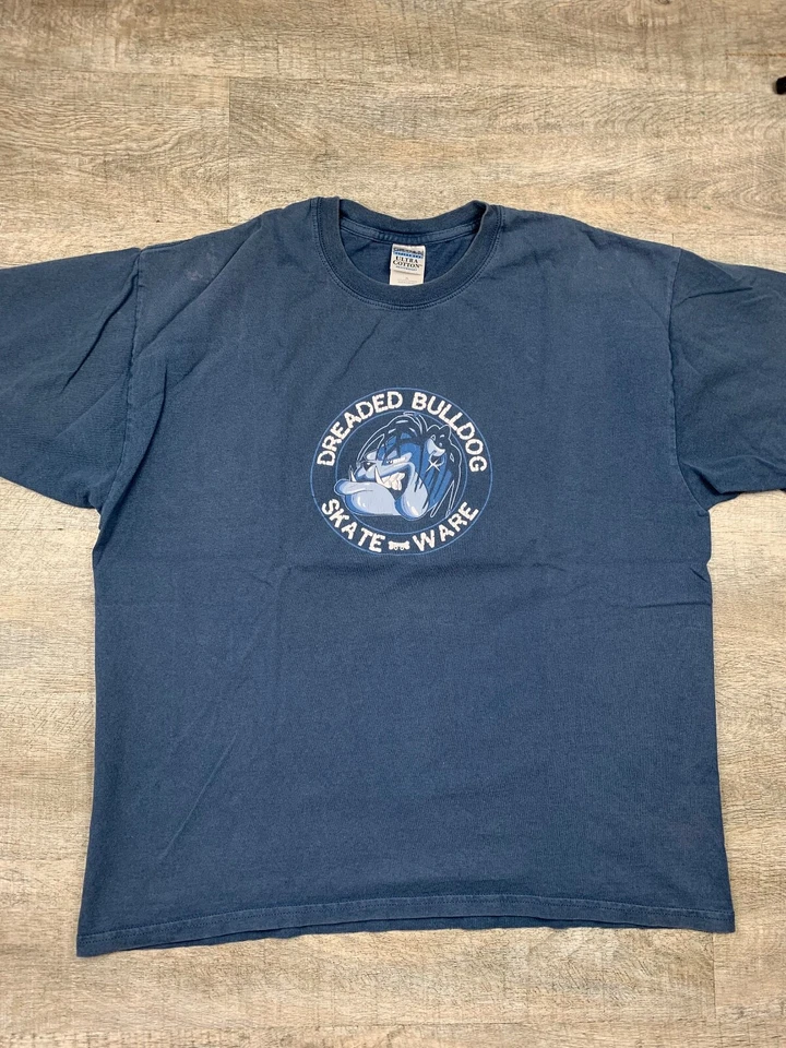Camisa Azul De Colección Años 90 Temida Bulldog Skate Ware Talla XL Powell Peralta Bones Brigade Foto 2 de 4