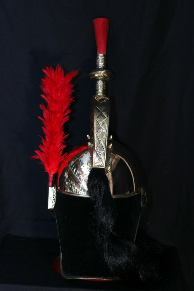 Brass French Cuirassier Officer's Helmet Napoleon Style Helmet w Stand - Image 2 of 4