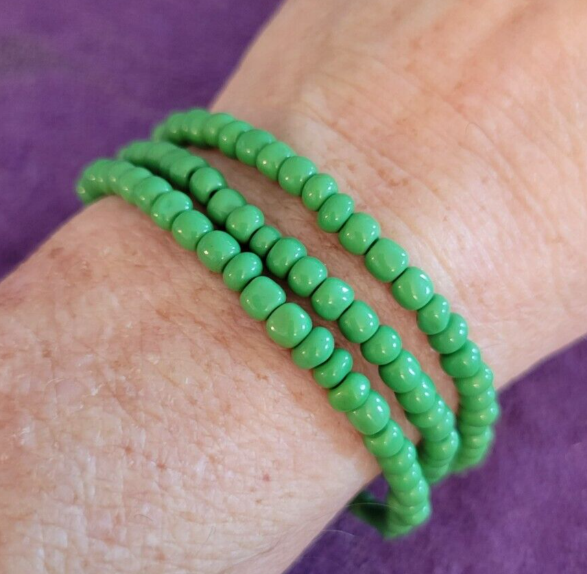 Meadow Green Glass Bead Bracelet or Necklace - Unique 22 Inch Beaded Jewelry-image