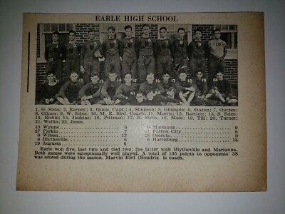 Earle &amp; Walnut Ridge Arkansas High School 1927 Football Team 