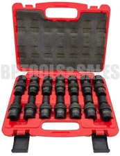 14pc 1/2" DR. 10-24mm Swivel Shallow Universal Impact Socket Set 6-point CR-MO