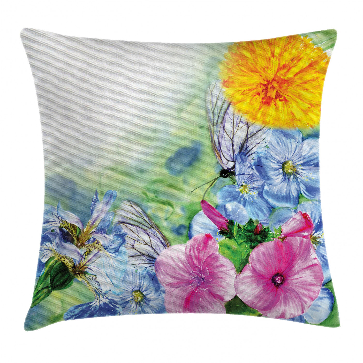 Floral Spring Blossom Square Pillow Cover 18 Inch Cushion Case