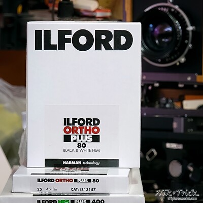 Ilford Ortho Plus 80 4x5, 5x4 Box of 25 Sheets UK