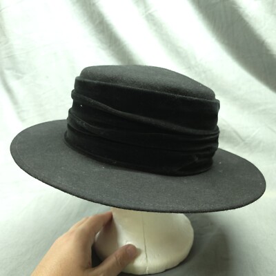 VTG Bollman Importina Wool Widebrim Hat Black Doeskin Felt  display picture 3