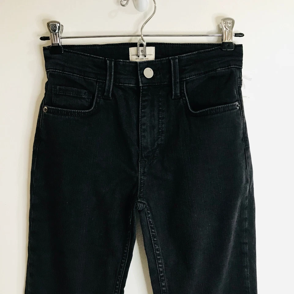 NWT French Connection Rebound Ripped Knee Skinny Jeans Size 0 Black Gray Stretch - Image 2 of 4