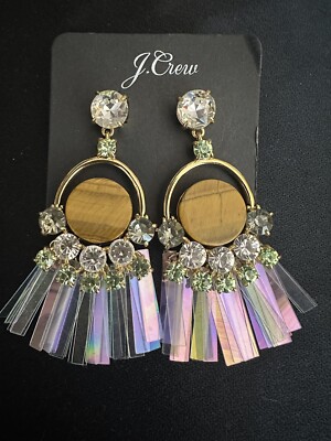 J. Crew Tiger Eye/ Crystal Earrings