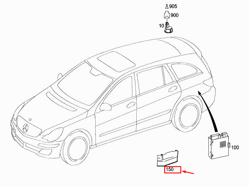 MERCEDES-BENZ R W251 Hecktür-Steuermodulabdeckung A2518210236