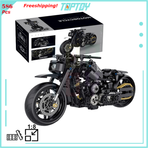 SG60502 586Pcs 1:8 MOC Road Racer Motorcycle Assembling Building Blocks - Picture 1 of 9