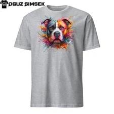 Colorful Pit Bull Terrier Unisex T-Shirt | Vibrant Dog Graphic Short Sleeve Tee