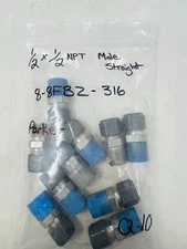 Parker 8-8 FBZ-SS 316 Male Compression Fitting 1/2" x 1/2" MNPT Pack Of 10