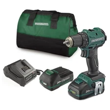 Masterforce 20 Volt Brushless Cordless 1/2" Drill Kit High Torque Speed Drilling