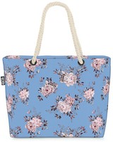 Void Tasche Weisse Pfingsrosen Rose Blumen-Muster Hellblau Romantisch