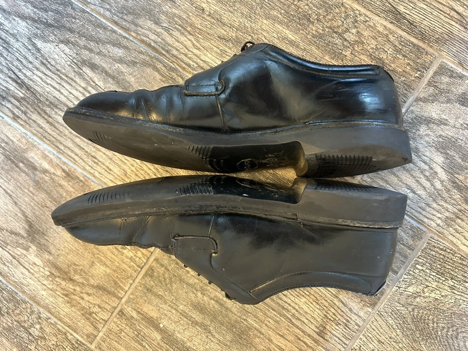 Johnson And Murphy Cuero Negro Oxfords Puntera Dividida Mocasines Para Hombre 11 Suela de Goma Foto 2 de 4