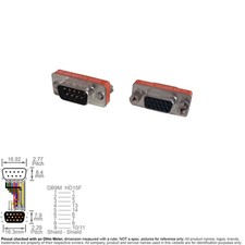 Adapter Video Multisync Monitor D-Sub DB9 9-Pin Male VGA HD15 HD 15-Pin Female