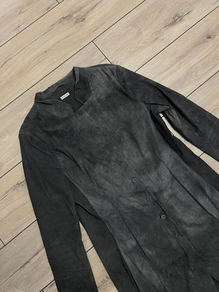 Women Annette Gortz Avant Garde Coat Jacket Gray sz 42 linen Stretch Long Sleeve - Image 2 of 4