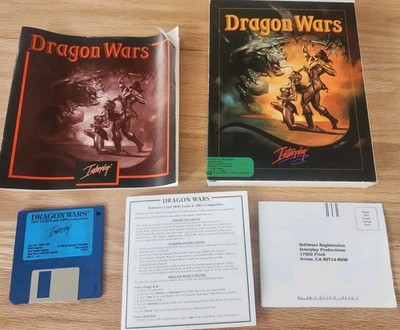 VINTAGE DRAGON WARS GAME IBM PC INTERPLAY COMPLETE CIB 3.5''