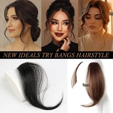 2XFront Middle Side Bangs Clip in 100% Real Human Hair Extension Bangs Topper