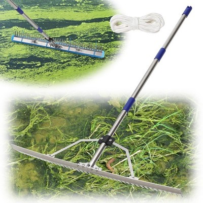 Heavy Duty 60'' Aluminum Landscape Rake - 31'' Wide Long Handle for Gravel, Soil,