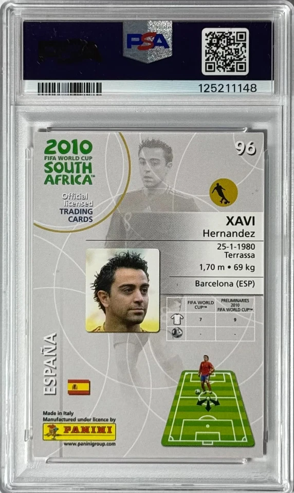 Xavi Hernandez (HOF) 2010 帕尼尼世界杯南非 #96 PSA 9(完好)足球 — 第 2/2 张图片