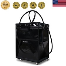 Medium Black Rolling Shopping Bag with Wheels 74L Heavy-Duty Storage Organize...