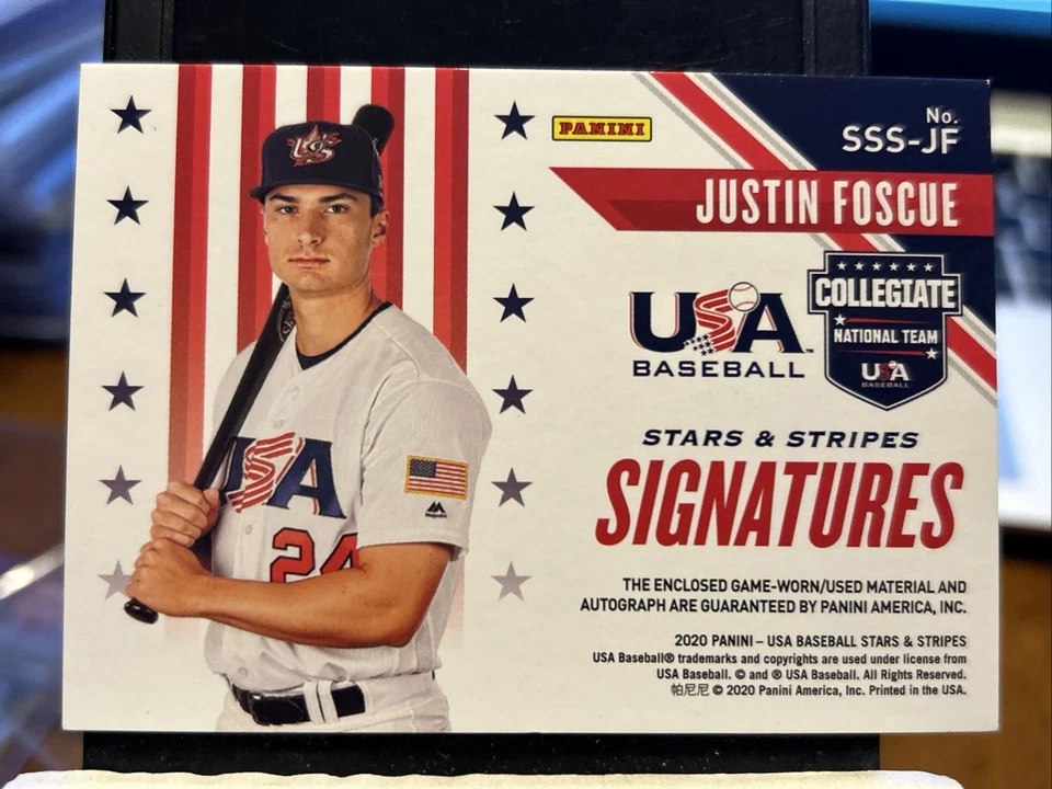 2020 Panini USA Baseball Stars & Stripes Signatures /221 Justin Foscue Auto - Image 2 of 2