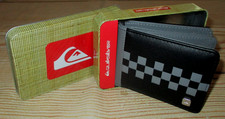MENS QUIKSILVER CHECKED BLACK GRAY BIFOLD WALLET WITH TIN GIFT BOX