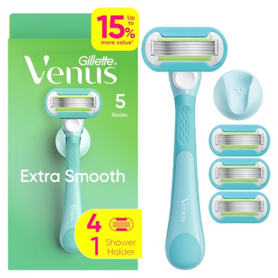 Gillette Extra Smooth Razor for Women, Includes 1 Reusable Razor Handle + 4 R...