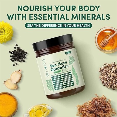 16 in 1 Organic Sea Moss Gummy | Irishmoss Extract 6000Mg | Green Apple Flavor