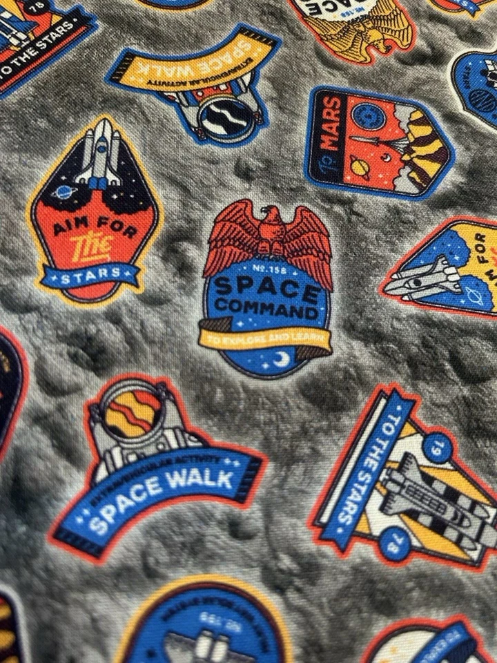 Space Patches Moon Mars Ship Cotton Quilt fabric by the Yard - Image 2 of 4