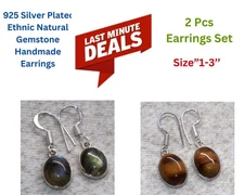 Fiery Labradorite Tiger Eye 2 Pcs Earrings Set| Combo Set 1.2|1.3" JW