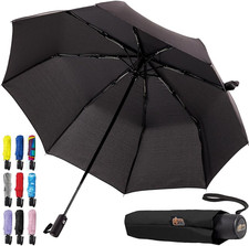 Strong Windproof Stick Compact Umbrella for Rain, One-Click Automatic Open and C