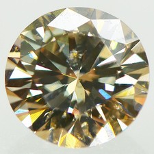 Round Shape Diamond Fancy Champagne Real 1.48 Carat SI1 Loose Enhanced Certified