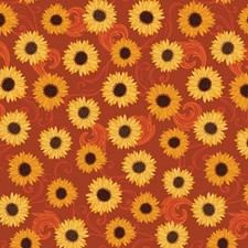 Feline Drive Fabric GATHER TOGETHER Sunflower Dance Rust Fat Quarter 18x22 FQ
