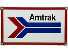 VINTAGE AMTRAK RAILWAY PORCELAIN SIGN GAS OIL TRAIN STATION BURLINGTON CROSSING