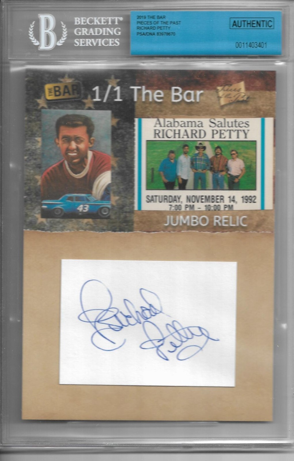 Richard Petty 2019 The Bar Pieces of the Past Auto BGS 9 PSA/DNA 1/1