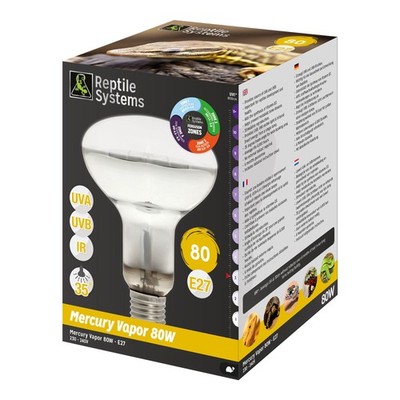 Reptile Systems D3 UV Basking Lamp E27, 80W Mini - UVA UVB Wärme Terrarium Licht