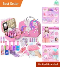 Enchanting Kids Nail Art Kit with Glitter Polish & Gentle Dryer - Ages 3-12