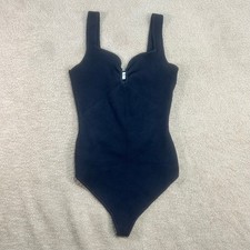 Abercrombie Fitch Black Ribbed Snap Front Bodysuit Women's Size L