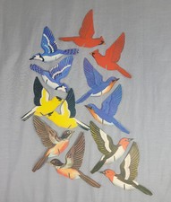 Lot of 12 Vintage Dennison Bird 1950's Die-Cut Double Sided Decoration