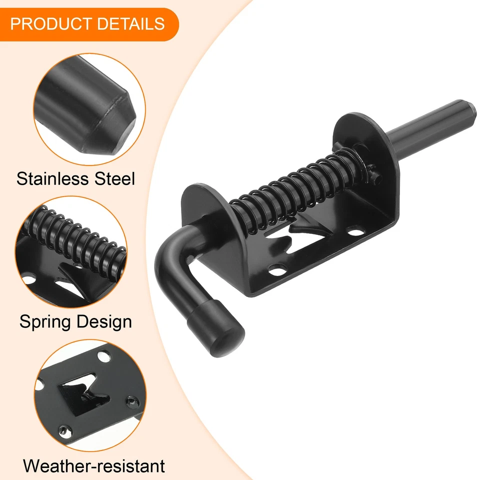 4 Pcs 5 x 1.18 Inches Spring Loaded Latch Pin with 16 Pcs Screws Black Foto 4 de 4