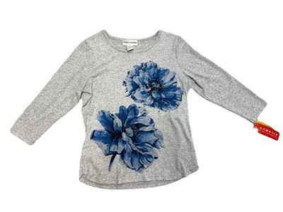 Vtg Y2K Cathy Daniels Floral 3/4 Sleeve Top Heather Women's Size S Floral NWT