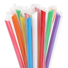100 Pcs Jumbo Smoothie Straws Boba Straws,Individually Wrapped Multi Colors D...