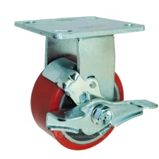 MAPP CASTER 146PURB420RB 4"X2" Red Poly. on Iron Wheel Rigid Caster W/ Brake,