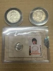 1964 Kennedy, 1963 Franklin Half Dollars & Uncirculated 1964 Dime W/ Stamp