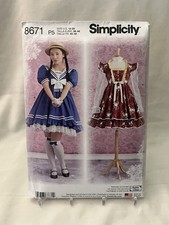Simplicity 8671 Japanese Anime Sailor Dress Costume Sewing Pattern sz 12-20