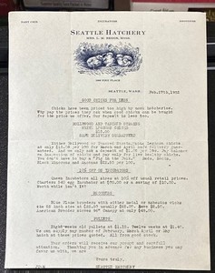 SEATTLE, WA ~ Mrs. L. M. Begs, Seattle Hatchery, Chicks ~ Illus. Letterhead 1922