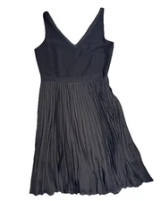 Banana Republic Dress Black Sleeveless 12 Cocktail LBD  Capsule Pleated Satin