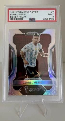 2022 Prizm World Cup Lionel Leo Messi Silver #7 Champions Argentina 🐐 PSA 9